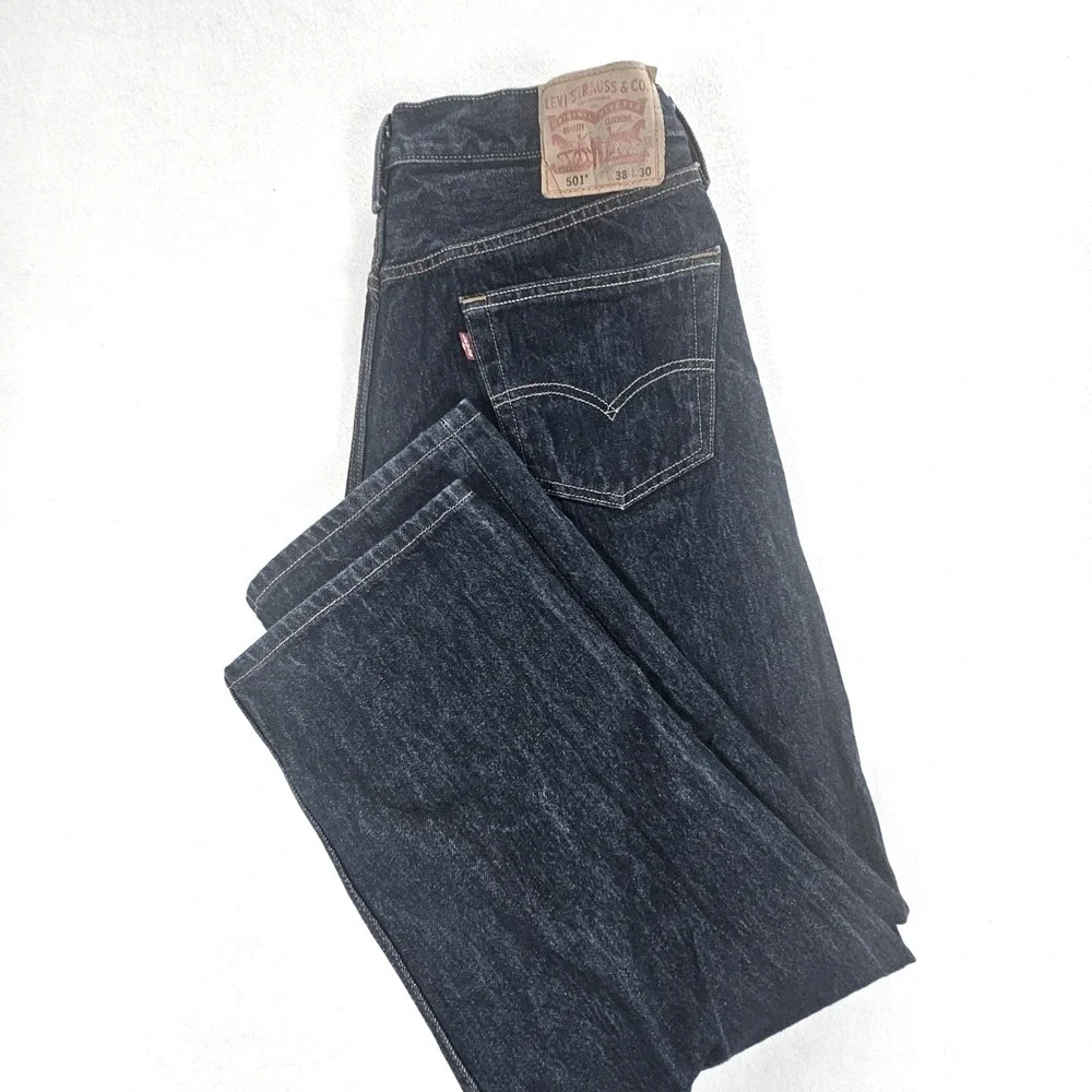 Levis 501 Original Fit Jeans Mens 38x30 Dk Wash Blue Denim Button Fly 005010000 - Picture 12 of 12